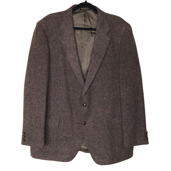 VTG Row Mens Brown 100% Wool Blazer Sport Coat Jacket Sz: 48R Academia Fall - Picture 1 of 16